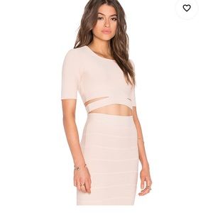 BCBGMAXAZRIA Clarissa Cutout CropTop Bare Pink XXS